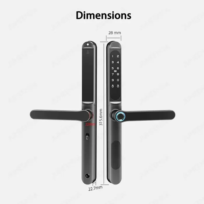 TTLock APP Fingerprint Biometric Waterproof Aluminum Smart Door Lock Bluetooth Digital RFID Code Electronic Sliding Door Lock — image 3