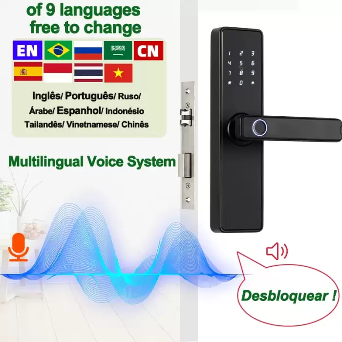 RAYKUBE K20 9-language Biometric Fingerprint Door Lock Electronic Door Lock with Tuya APP/IC Card/Password/ Key Unlock — image 3