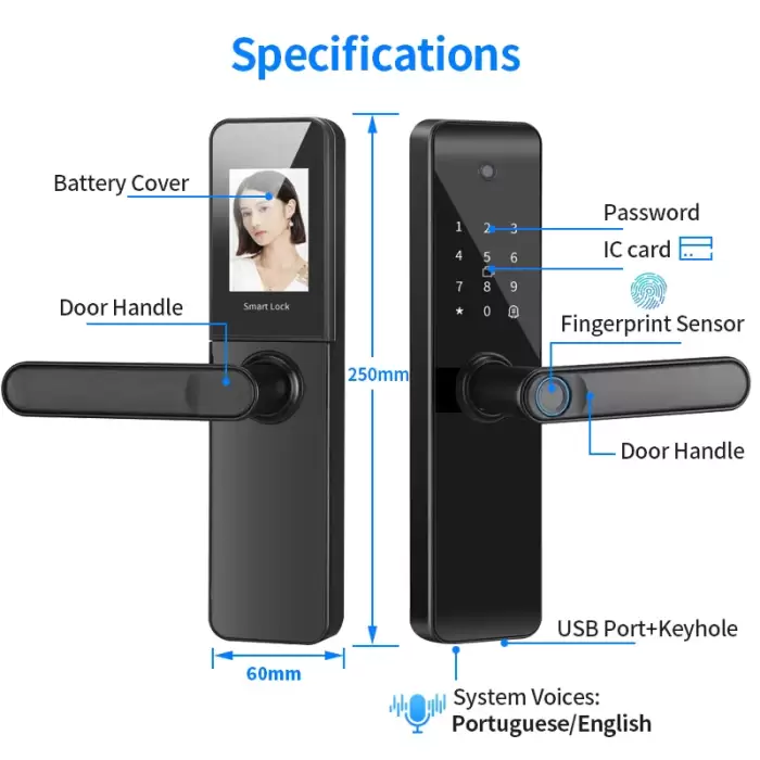 RYNX Electronic Lock With Biometric Fingerprint for Intelligence Door Lock Smart Keyless Home Life Least 5 Quick Unlocking Ways — image 3