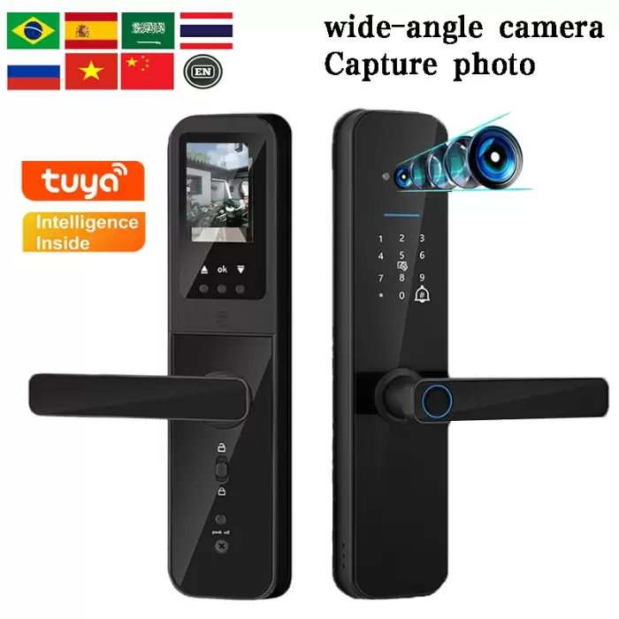 PHIPULO Tuya Wifi Digital Electronic Smart Door Lock With Biometric Camera IC Card Password Key Unlock For Smart Home — image 2