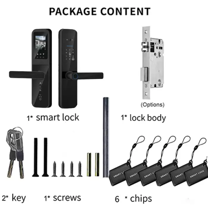 PHIPULO Tuya Wifi Digital Electronic Smart Door Lock With Biometric Camera IC Card Password Key Unlock For Smart Home — image 6