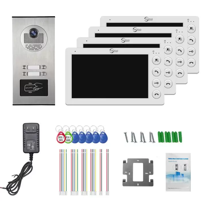 4 Unit Multi Apartments Intercom Video Doorbell with RFID Card Unlock 7inch 4Wired Video Door Phone System — image 7