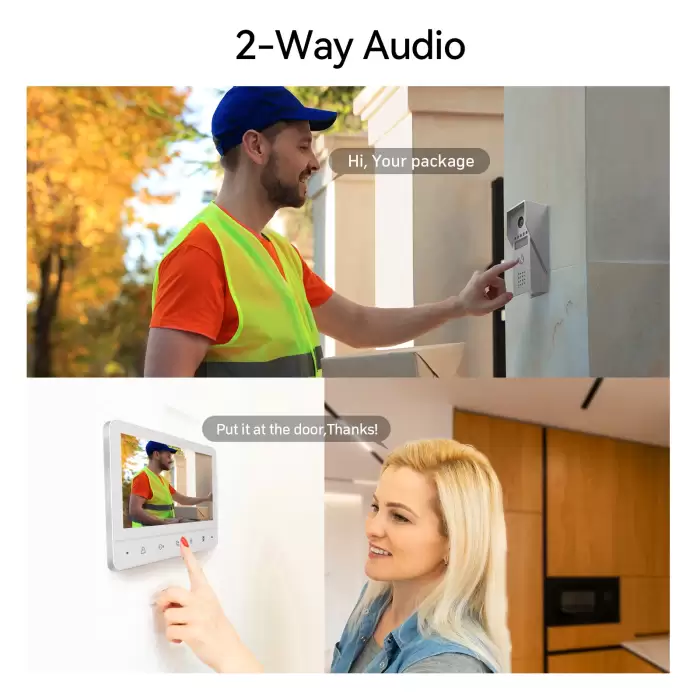 4 wire video door phone doorbell intercom system for Home,TMEZON 7 inch monitor with wired bell for store,card swipe Unlock — image 3