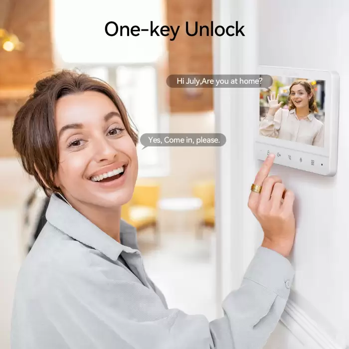 4 wire video door phone doorbell intercom system for Home,TMEZON 7 inch monitor with wired bell for store,card swipe Unlock — image 4