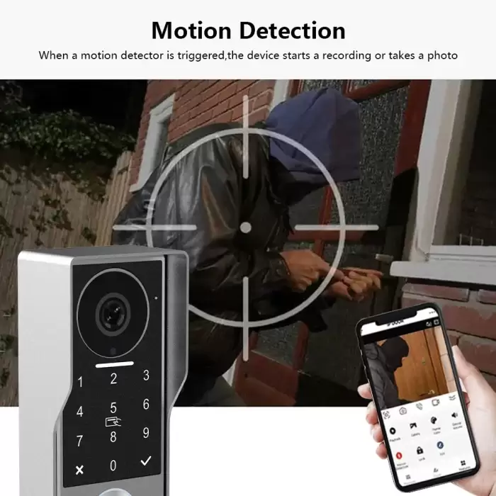 2-Wire Metal Doorbell Video with TUYA IC Card PIN Unlock 24 IP Camera Support Smart Video Intercom System for Home 1080P — image 4