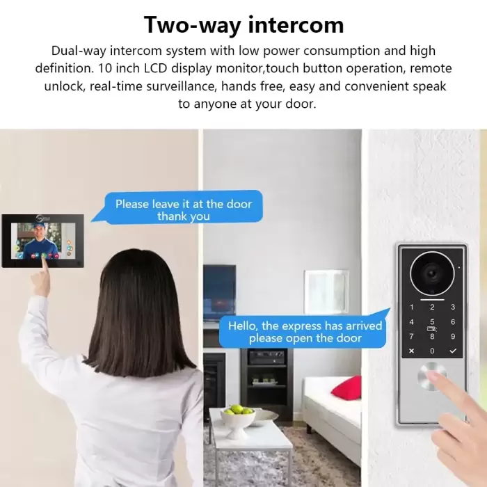 2-Wire Metal Doorbell Video with TUYA IC Card PIN Unlock 24 IP Camera Support Smart Video Intercom System for Home 1080P — image 5