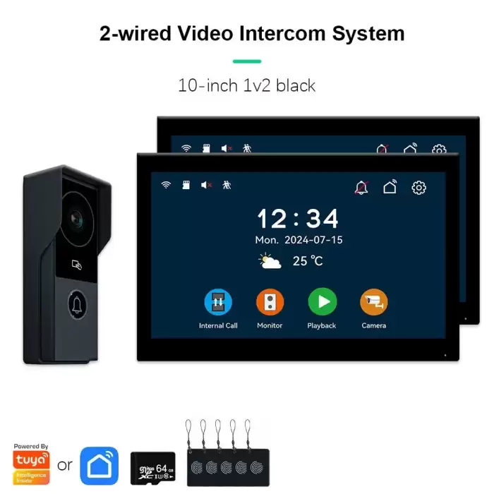 Tuya Smart 1080P 2 Wire Visiophone Doorbell Video Intercom System for Home Metal Door Phone Support IP Camera Safety protection — image 2