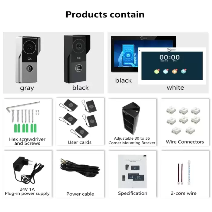 Tuya Smart 1080P 2 Wire Visiophone Doorbell Video Intercom System for Home Metal Door Phone Support IP Camera Safety protection — image 6