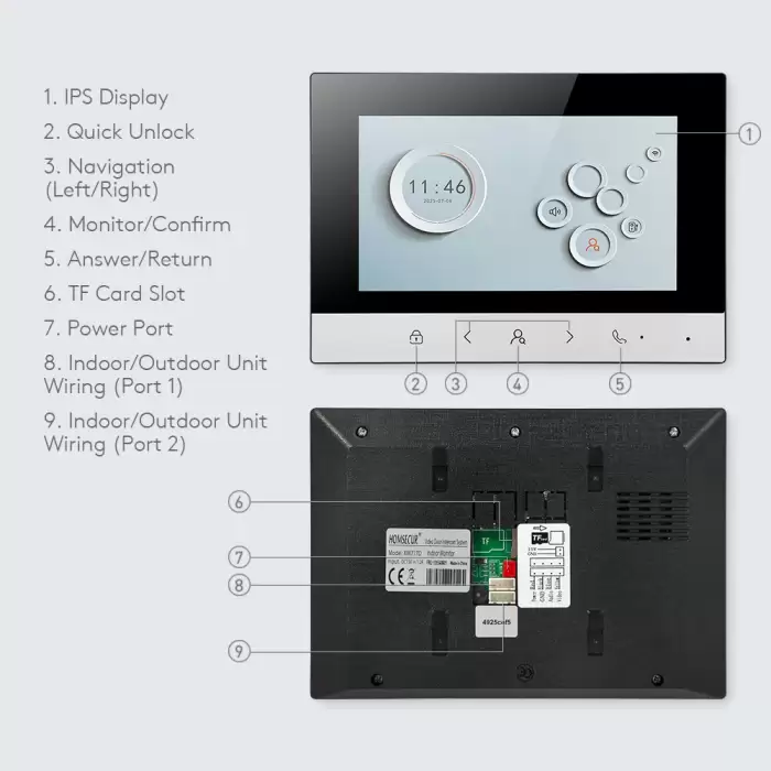 Tuya Smart WIFI Indoor Monitor 7"/10" LCD Screen for 4 Wire HD 1080P Hands Free Video Door Phone Intercom Doorbell Home Security — image 5