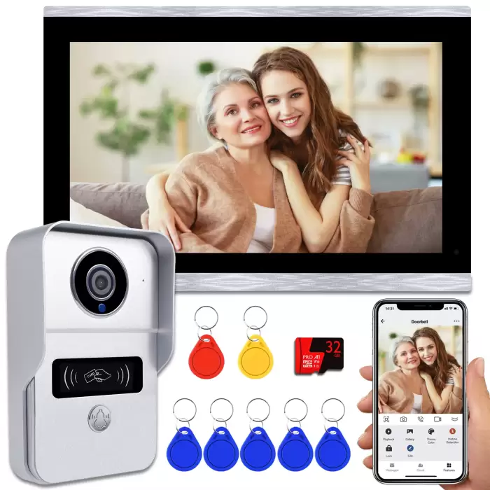 1080P 10 Inch Touch Screen Wifi Video Doorbell, Smart TUYA Home Video Intercom 32G Card Rceord Kit Motion Detection ID Unlcok — image 2