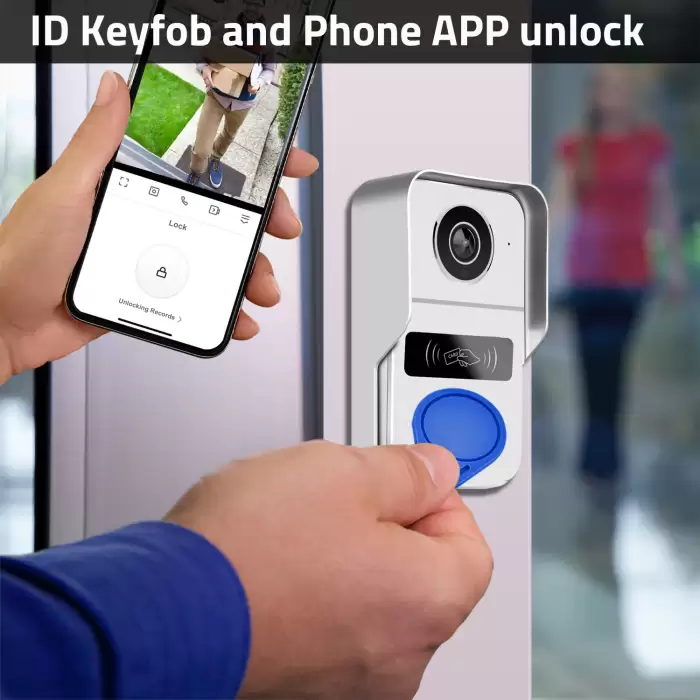 1080P 10 Inch Touch Screen Wifi Video Doorbell, Smart TUYA Home Video Intercom 32G Card Rceord Kit Motion Detection ID Unlcok — image 4