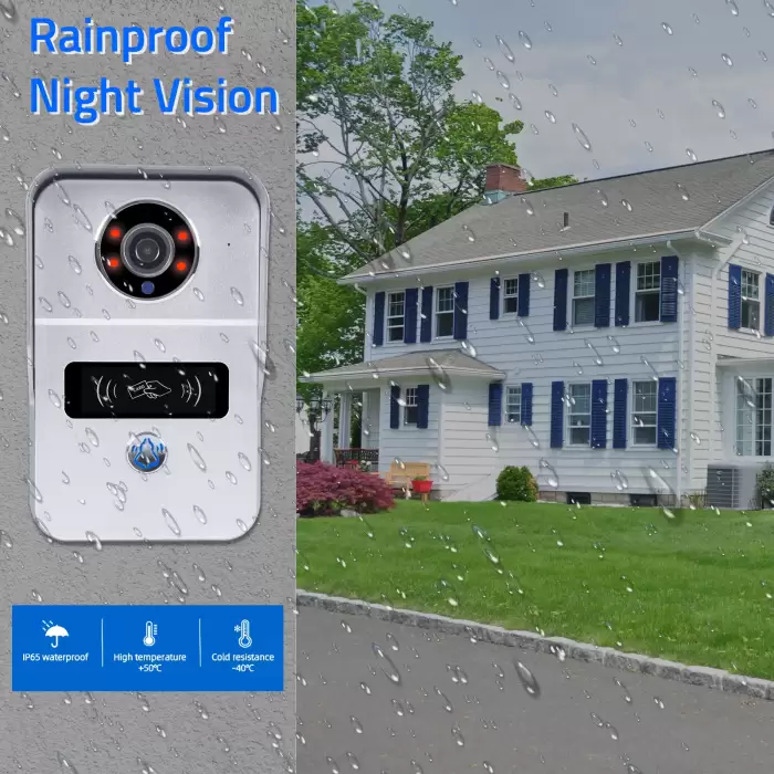 1080P 10 Inch Touch Screen Wifi Video Doorbell, Smart TUYA Home Video Intercom 32G Card Rceord Kit Motion Detection ID Unlcok — image 5