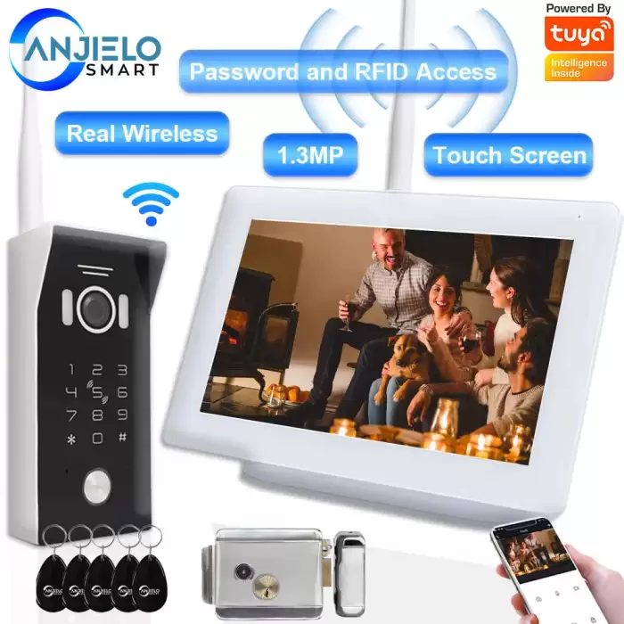 Tuya Smart Home Doorphone 7inch Touch Screen WIFI Wireless Doorbell Video Intercom System with Password and RFID Access Unlock — image 2