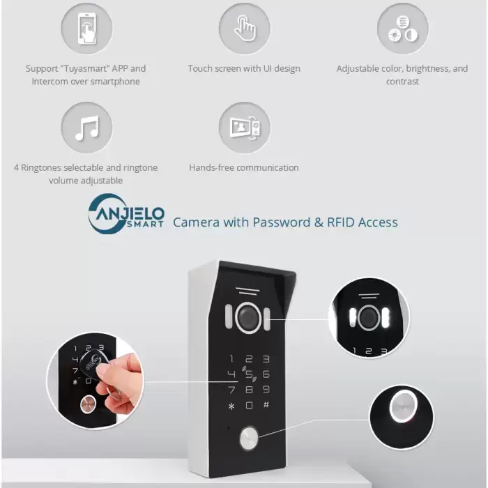 Tuya Smart Home Doorphone 7inch Touch Screen WIFI Wireless Doorbell Video Intercom System with Password and RFID Access Unlock — image 5