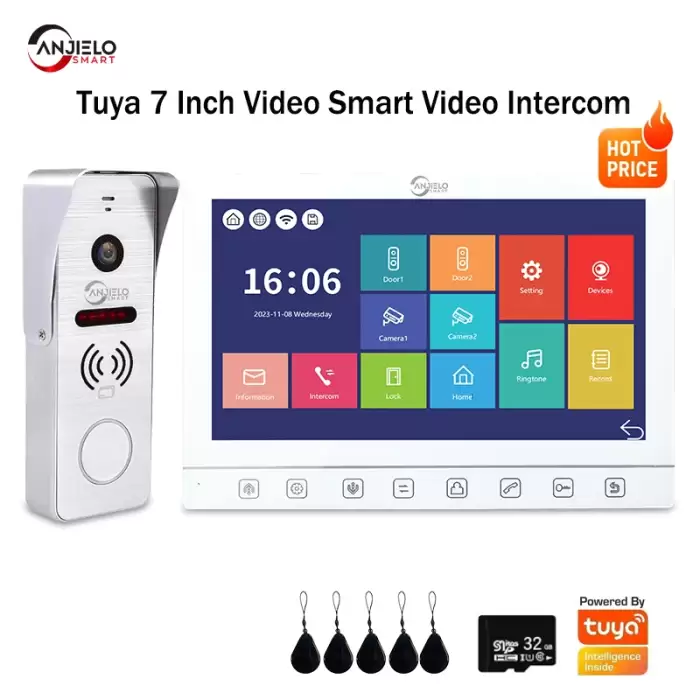 Tuya 7 Inch Video Smart Video Intercom 1080p Intercom Doorbell 160° Porteiro Electronic Doorman WiFi Camera IC Card Unlock — image 2