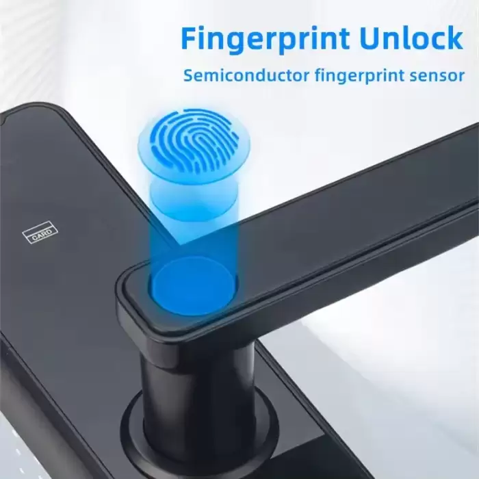 Glomarket Wifi Tuya Smart Door Lock Aluminum Fingerprint Password Card Key Unlock Biometric Digital Smart Lock — image 4