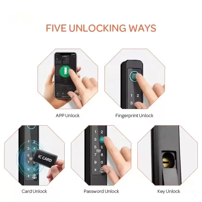 Glomarket Outdoor Waterproof Tuya Sliding Door Digital Fingerprint Smart Door Lock Aluminum Smart Lock — image 3