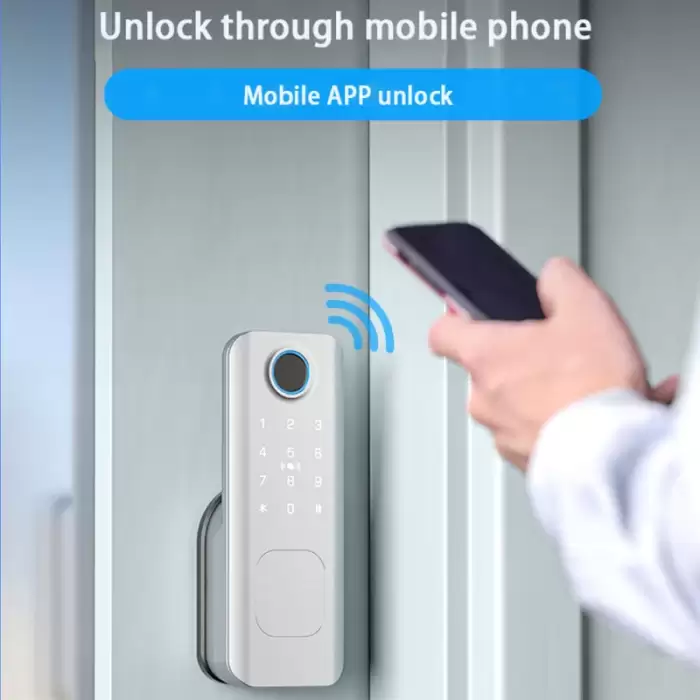Glomarket Outdoor Security Intelligent Digital Key Fingerprint Password Smart Rim Door Lock for Gate Front Door — image 3