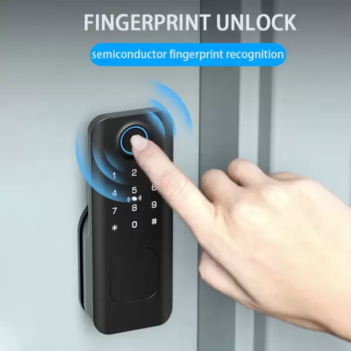 Glomarket Outdoor Security Intelligent Digital Key Fingerprint Password Smart Rim Door Lock for Gate Front Door — image 4
