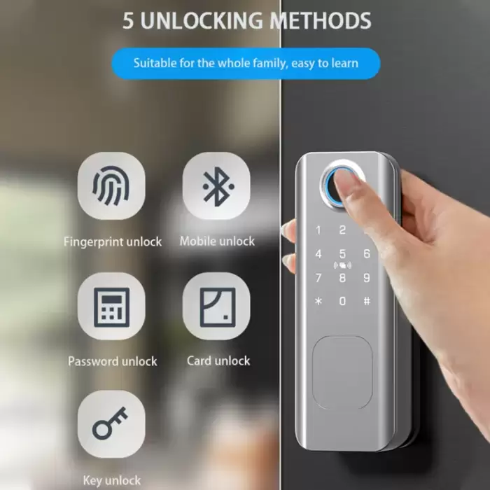 Glomarket Outdoor Security Intelligent Digital Key Fingerprint Password Smart Rim Door Lock for Gate Front Door — image 6
