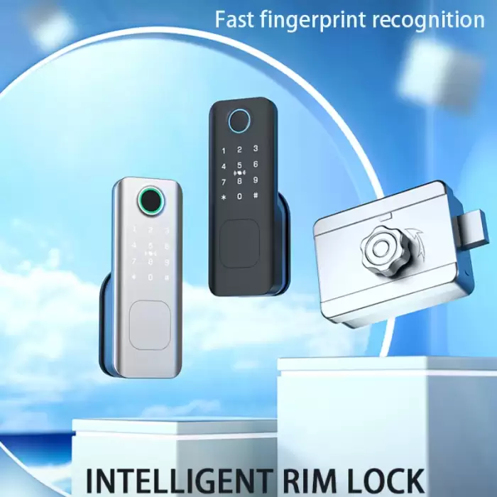 Glomarket Outdoor Security Intelligent Digital Key Fingerprint Password Smart Rim Door Lock for Gate Front Door — image 7