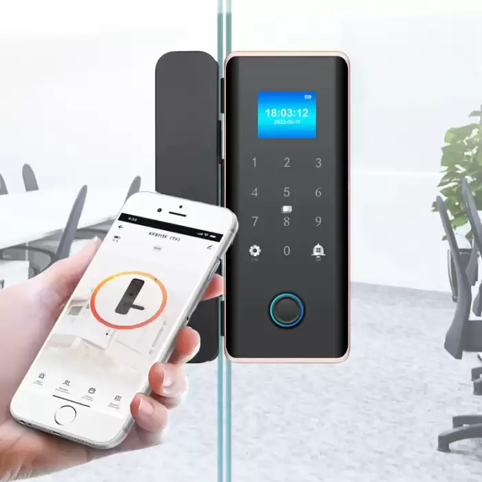 Glomarket Glass Door Lock Wifi Remote Control Tuya Smart Life Office Lock Card Digital Biometric Fingerprint Door Lock — image 3