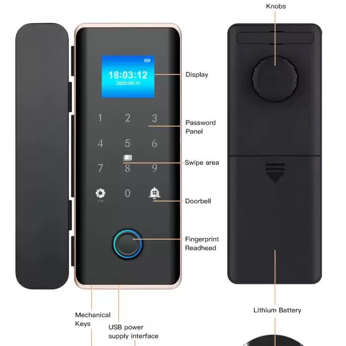 Glomarket Glass Door Lock Wifi Remote Control Tuya Smart Life Office Lock Card Digital Biometric Fingerprint Door Lock — image 4