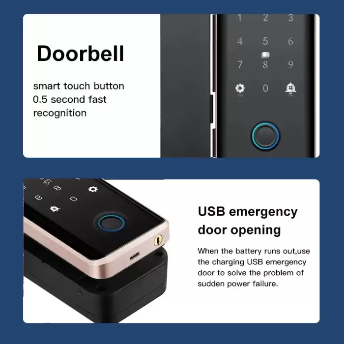 Glomarket Glass Door Lock Wifi Remote Control Tuya Smart Life Office Lock Card Digital Biometric Fingerprint Door Lock — image 6