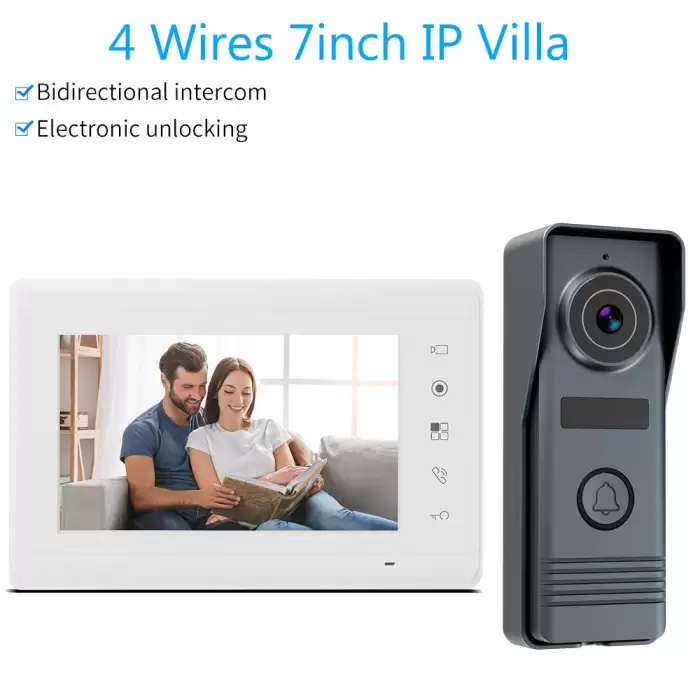 4 Wired Video Intercom System RFID Unlock Camera Doorbell with 7 Inch Screen Night Vision Home Door Bell for Villa M72T — image 2