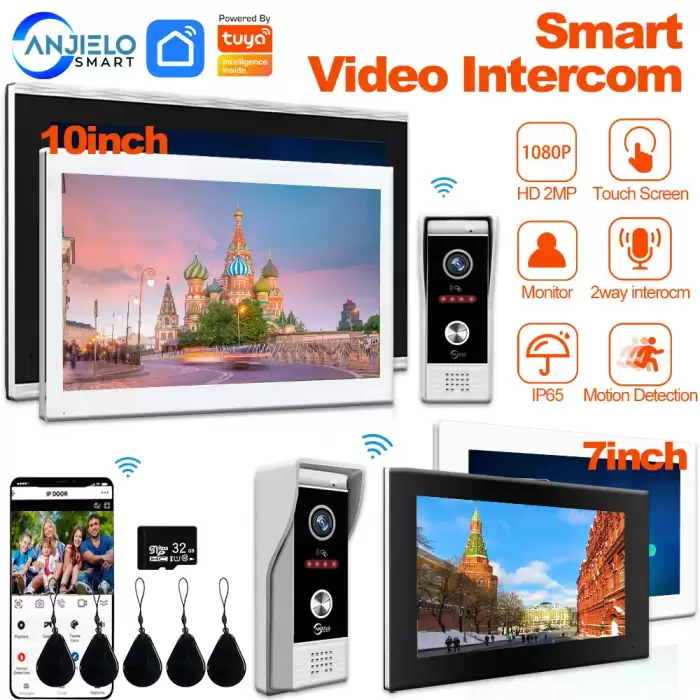 1080P 7 inch 10 Wifi Video Doorbell Intercom Tuya Smart Home Wireless Doorphone RFID Access Control System for Villa Apartment — image 2