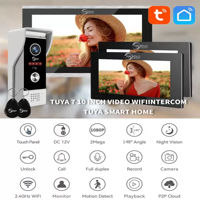 1080P 7 inch 10 Wifi Video Doorbell Intercom Tuya Smart Home Wireless Doorphone RFID Access Control System for Villa Apartment — image 3