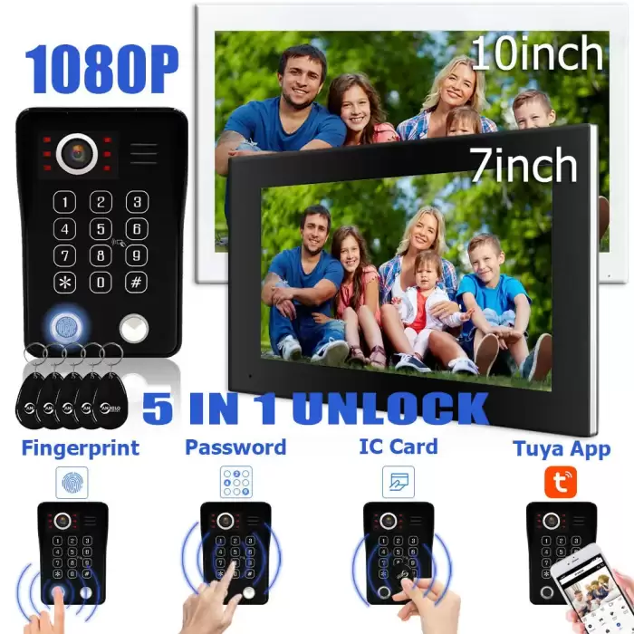 Fingerprint 5in1 Unlock Wifi Doorbell Video Intercom System For Home Doorphone Tuya Smart 1080P Touch Monitor Security Protect — image 2