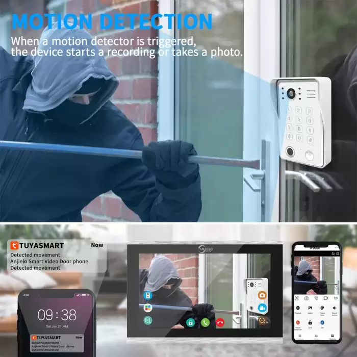 Fingerprint 5in1 Unlock Wifi Doorbell Video Intercom System For Home Doorphone Tuya Smart 1080P Touch Monitor Security Protect — image 6