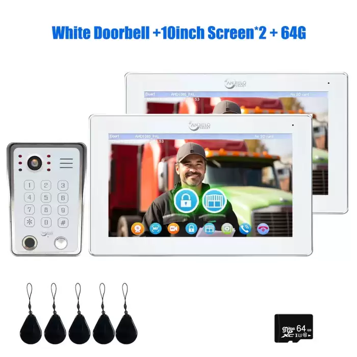 Fingerprint 5in1 Unlock Smart Wifi Door Camera with Monitor Intercom for Home Interphone Doorbell with RFID Card 2 Households — image 2