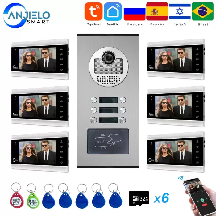 Multi-Family Building 7" Wifi Tuya Smart Video Intercom For Home Video Doorphone Doorbell Camera Villa Security System Apartment — image 7