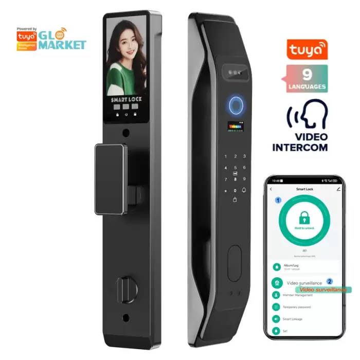 Glomarket Smart Tuya Door Lock Fingerprint Password Remote Unlock Virtual Digital Password 3D Face Smart Lock — image 2
