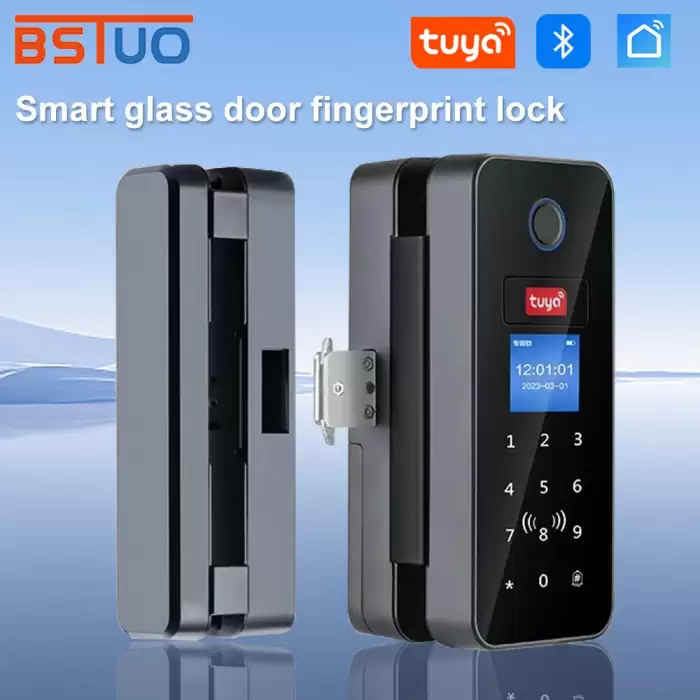 Double Hook Smart Glass Door Lock Glass Sliding Door Tuya App Biometric Fingerprint Lock Bluetooth IC Card Electronic Digital — image 2