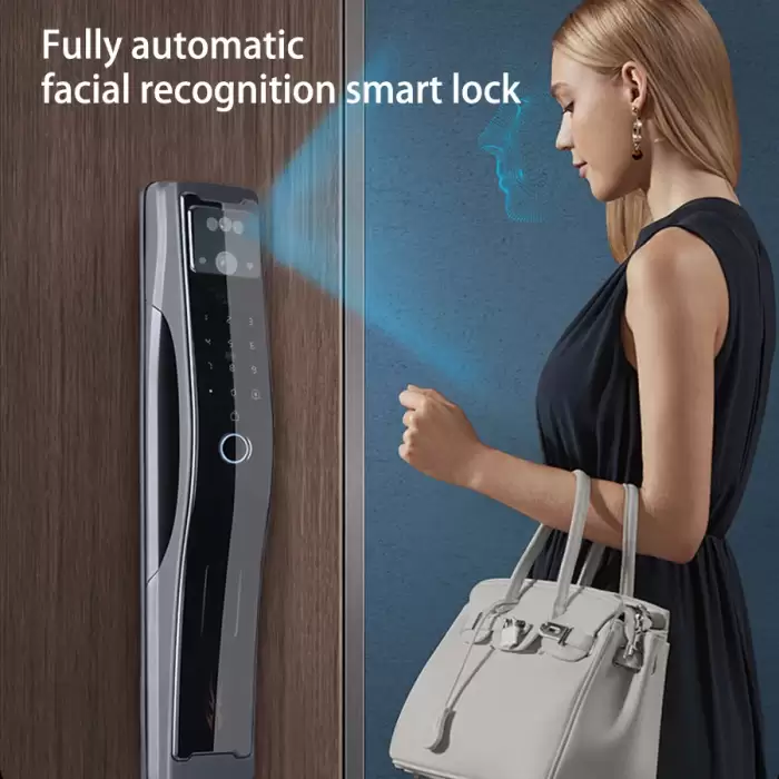 Glomarket Tuya Face Recognition Smart Lock Wifi Digital Lock Biometric Electronic Fingerprint Wood Apartment Door Lock — image 3