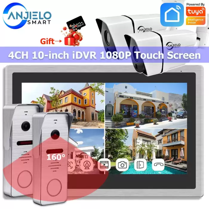 Tuya Smart Home Video Intercom with Camera 4CH 10inch Touch Screen IDVR 1080P Video Ddoorbell Intercoms For The Apartment — image 2