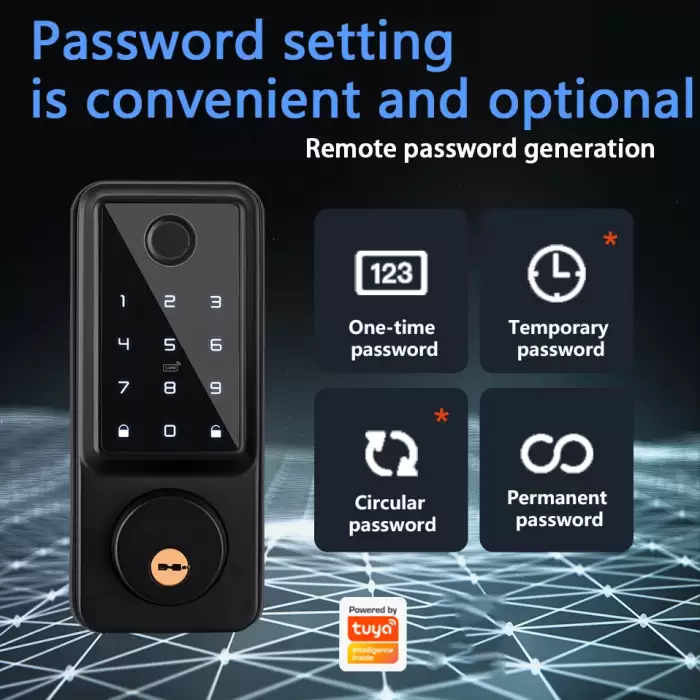 Deadbolt Smart Lock with APP Fingerprint Password IC Card Key, Keyless Entry Door Lock with TTlock or Tuya Wifi, 100 users codes — image 4