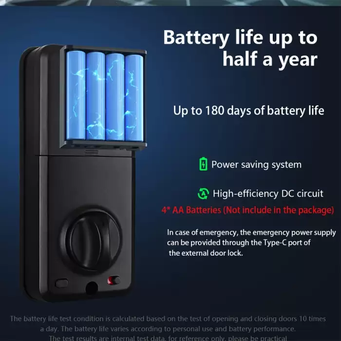 Deadbolt Smart Lock with APP Fingerprint Password IC Card Key, Keyless Entry Door Lock with TTlock or Tuya Wifi, 100 users codes — image 6