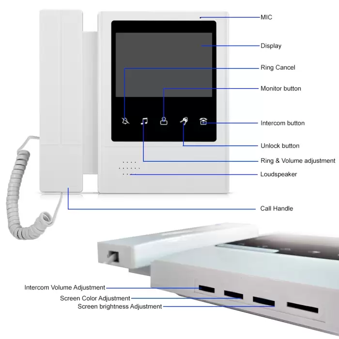 4.3 inch Wired Video Door Phone System Visual Intercom Doorbell with IR Night Vison 700TVL Outdoor Camera for Home Surveillance — image 5