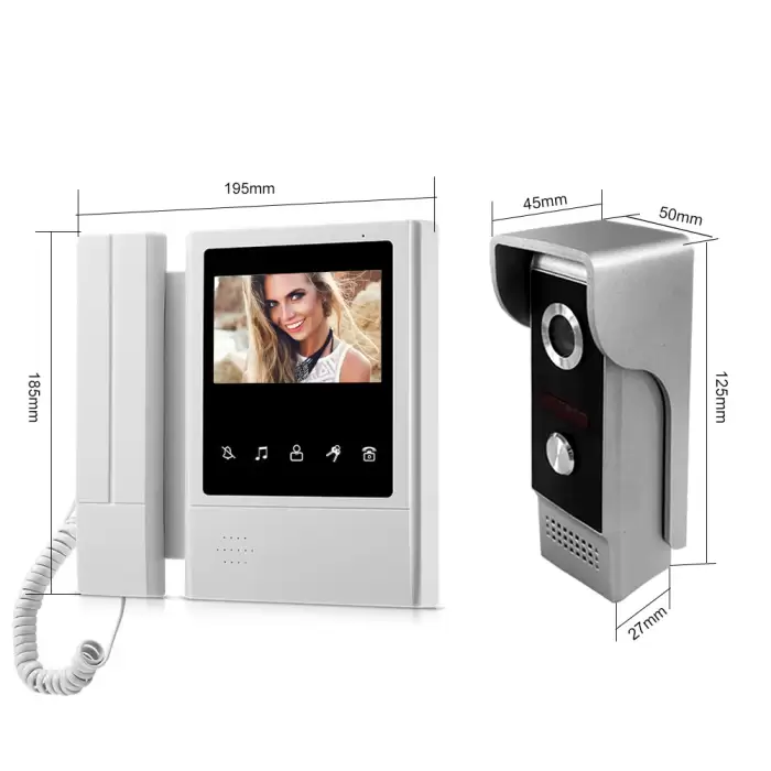 4.3 inch Wired Video Door Phone System Visual Intercom Doorbell with IR Night Vison 700TVL Outdoor Camera for Home Surveillance — image 6