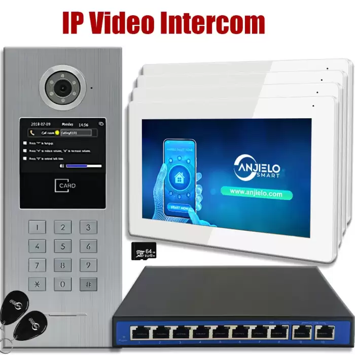 Tuya Smart 7-inch IP Video Intercom Phone for 4 Apartment Building Digital Keypad with IC Card — image 2