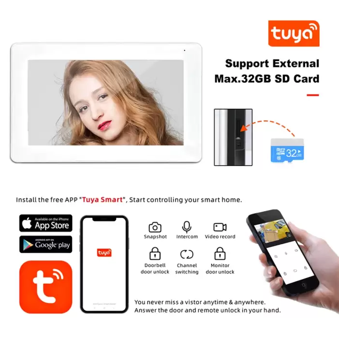 Tuya Smart 7-inch IP Video Intercom Phone for 4 Apartment Building Digital Keypad with IC Card — image 6