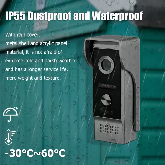 4-wired video intercom system with 4.3-inch button monitor 92° View Metal Doorbell with IR Night Vision One-key Unlock — image 4