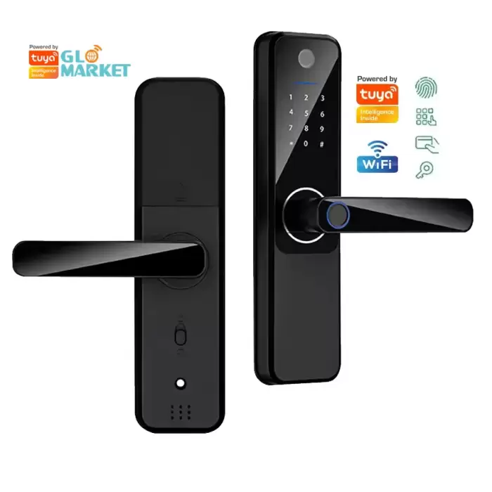 Glomarket Wifi Biometric Electronic Tuya App Remote Smart Lock Smart Fingerprint Door Lock With Cat Eye — image 2