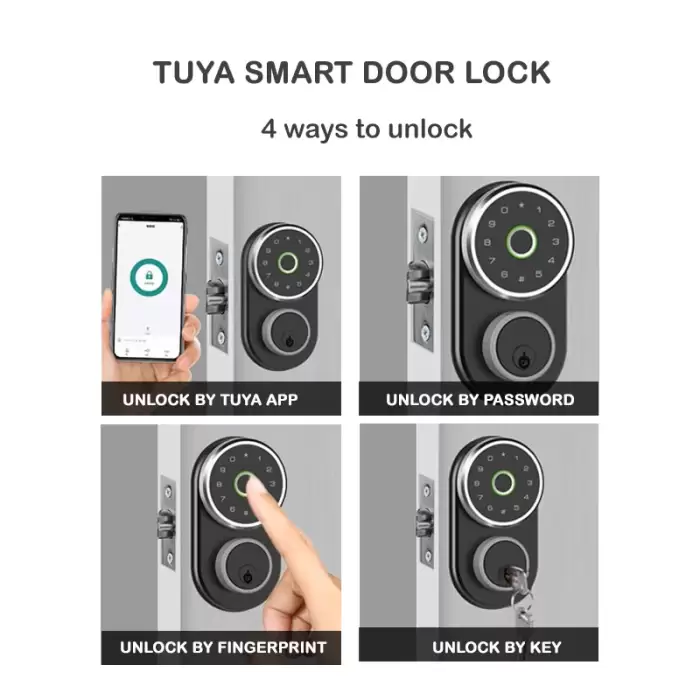 Glomarket Smart Deadbolt Lock Keyless Entry Password Fingerprint Tuya Door Lock for Office Home Apartment — image 3