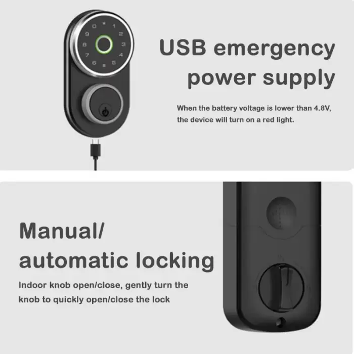Glomarket Smart Deadbolt Lock Keyless Entry Password Fingerprint Tuya Door Lock for Office Home Apartment — image 6