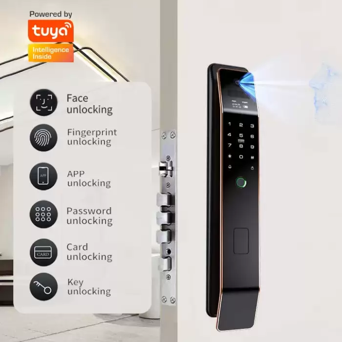 Glomarket 3d Face Recognition Door Lock Fully Automatic Tuya Remote Control Biometrics Fingerprint Smart Digital Lock for Home — image 3